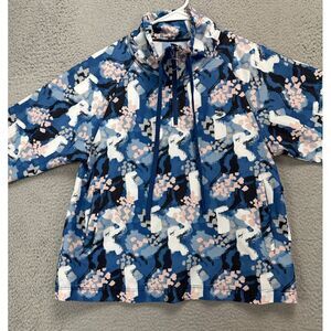 Pirma Shirt Women Medium Blue Geometric Quarter Zip Pullover Drawstring Athletic